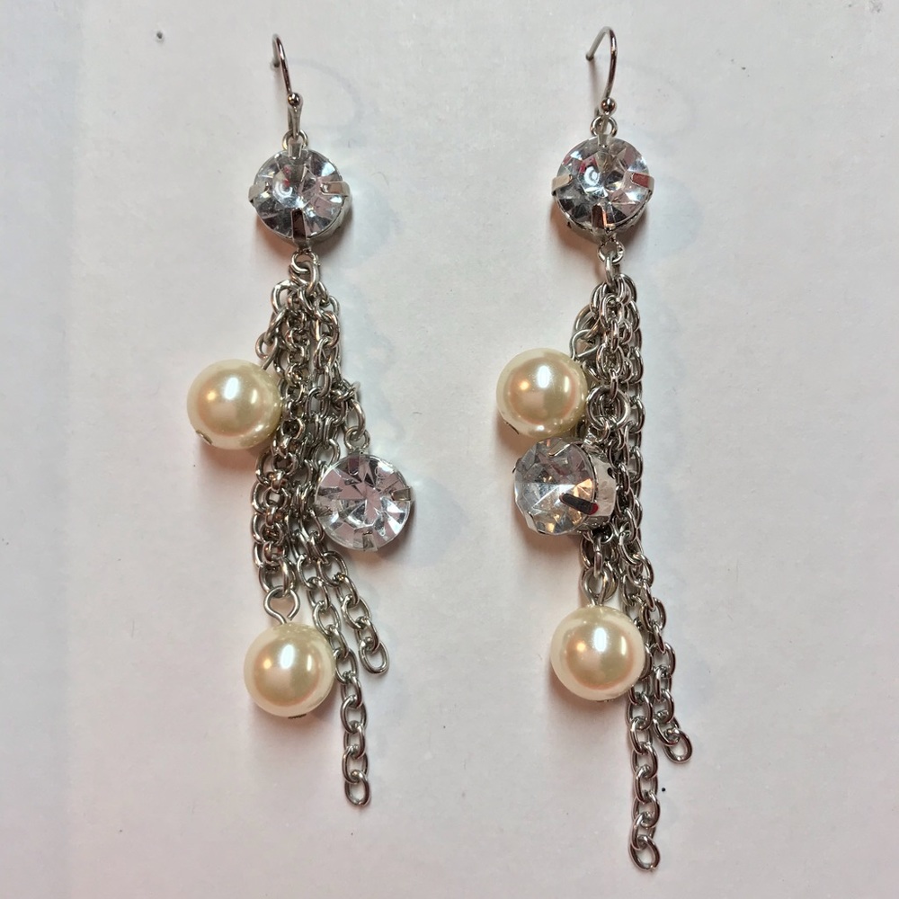 NWOT Rhinestone and Faux Pearl Earrings